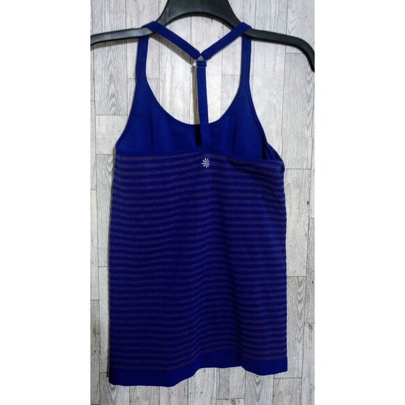 ATHLETA Tank Top‎ Racerback Activewear Built In Bra Blue Stripe Size Medium - Picture 2 of 5